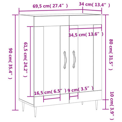 vidaXL Servantă, gri beton, 69,5x34x90 cm, lemn compozit