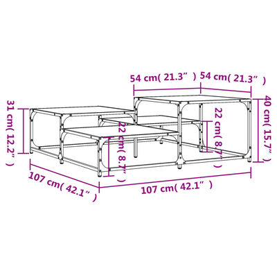 vidaXL Măsuță de cafea stejar fumuriu 107x107x40 cm din lemn prelucrat