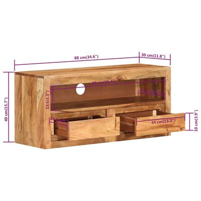 vidaXL Dulap TV, 88x30x40 cm, lemn masiv de acacia