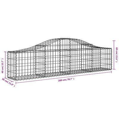 vidaXL Coșuri gabion arcuite 7 buc, 200x30x40/60 cm, fier galvanizat