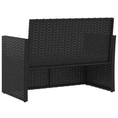 vidaXL Bancă de grădină cu perne, negru, 105 cm, poliratan