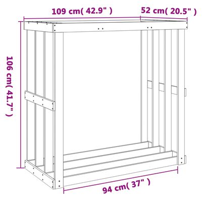 vidaXL Suport bușteni exterior maro ceruit 109x52x106cm lemn masiv pin