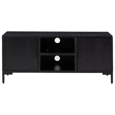 vidaXL Comodă TV, negru, 110x35x48 cm, lemn de pin masiv reciclat