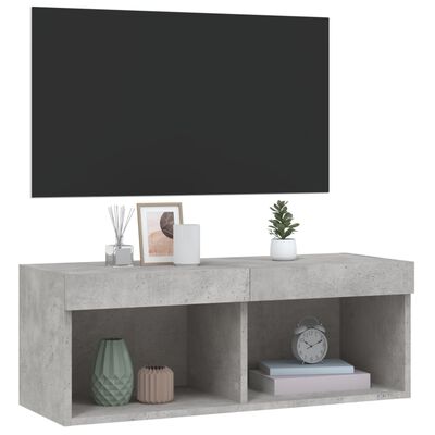 vidaXL Comodă TV cu lumini LED, gri beton, 80x30x30 cm