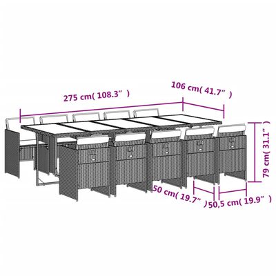 vidaXL Set mobilier de grădină cu perne 11 piese gri deschis poliratan