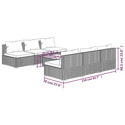 vidaXL Set mobilier de grădină cu perne, 7 piese, maro, poliratan