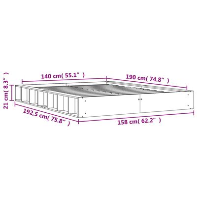 vidaXL Cadru pat fără saltea, maro ceruit, 140x190 cm, lemn masiv pin