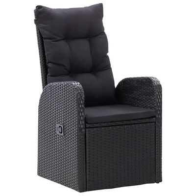 vidaXL Set de masă pentru grădină, 7 piese, cu perne, negru