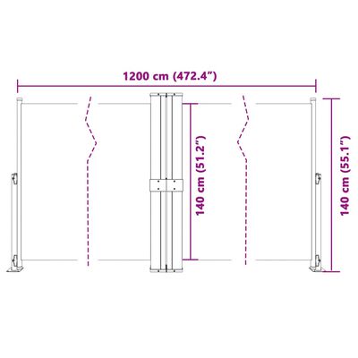 vidaXL Copertină laterală retractabilă, crem, 140x1200 cm