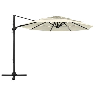 vidaXL Umbrelă de soare 4 niveluri, stâlp de aluminiu, nisipiu, 3x3 m