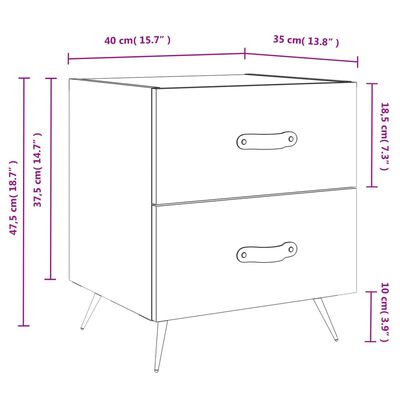 vidaXL Noptiere, 2 buc., gri sonoma, 40x35x47,5 cm, lemn compozit