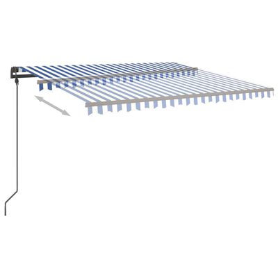 vidaXL Copertină retractabilă manual, cu LED, albastru & alb 4,5x3,5 m