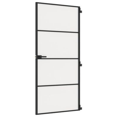 vidaXL Ușă de interior negru 93x201,5 cm sticlă securiz./aluminiu slim