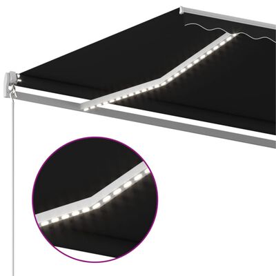 vidaXL Copertină retractabilă manual cu LED, antracit, 600x350 cm