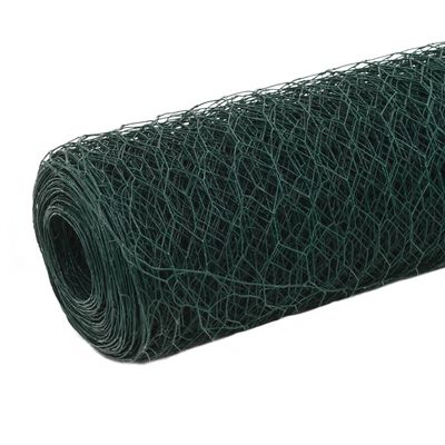 vidaXL Plasă de sârmă găini, verde, 25 x 1,5 m, oțel cu înveliș PVC