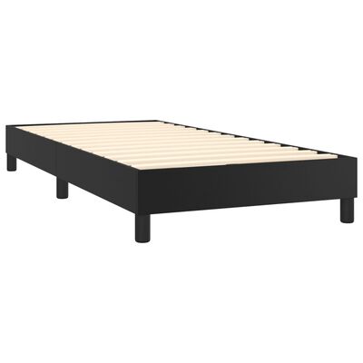 vidaXL Pat box spring cu saltea, negru, 100x200 cm, piele ecologică