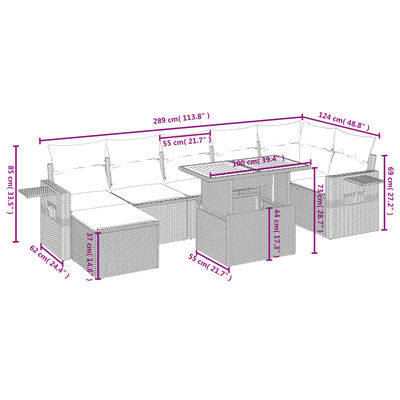 vidaXL Set mobilier de grădină cu perne, 8 piese, negru, poliratan