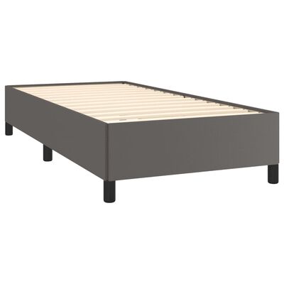 vidaXL Cadru de pat, gri, 90x190 cm, piele ecologică