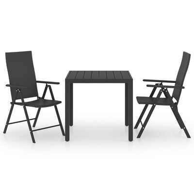 vidaXL Set mobilier de grădină, 3 piese, negru