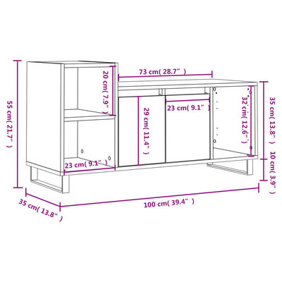 vidaXL Comodă TV, gri sonoma, 100x35x55 cm, lemn prelucrat