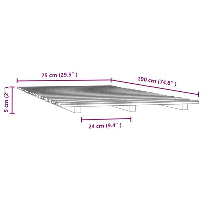 vidaXL Cadru de pat, negru, 75x190 cm, lemn masiv de pin