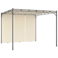 vidaXL Pavilion de grădină cu perdea laterală, crem, 3x3x2,25 m