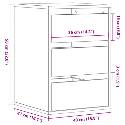 vidaXL Dulap colț cu sertare gri beton 40x41x58 cm lemn prelucrat