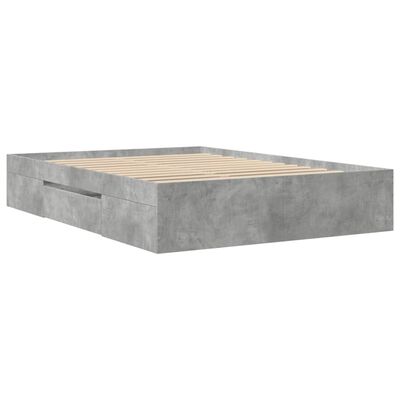 vidaXL Cadru de pat, gri beton, 140x190 cm, lemn prelucrat