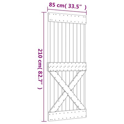 vidaXL Ușă glisantă cu set de feronerie 85x210 cm, lemn masiv de pin