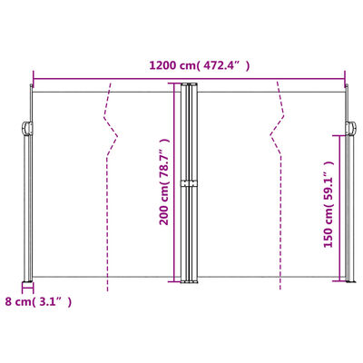 vidaXL Copertină laterală retractabilă, albastru, 200x1200 cm