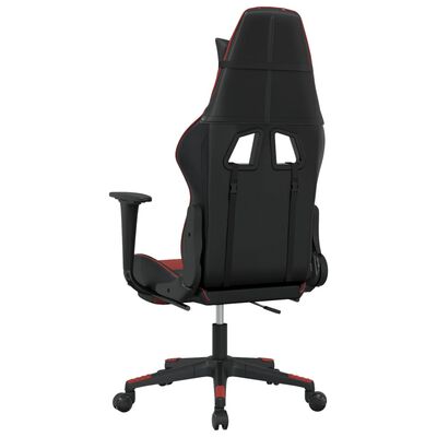 vidaXL Scaun de gaming masaj/suport picioare negru/roșu vin piele eco