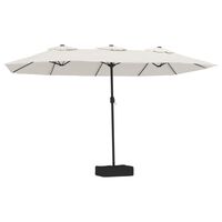 vidaXL Umbrelă de soare cu două capete cu LED, alb nisipiu, 449x245 cm