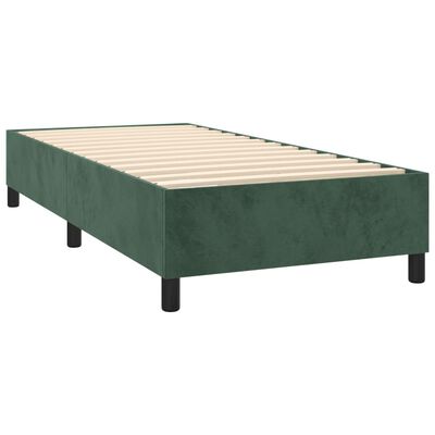 vidaXL Pat box spring cu saltea, verde închis, 100x200 cm, catifea