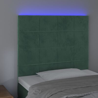 vidaXL Tăblie de pat cu LED, verde închis, 100x5x118/128 cm, catifea