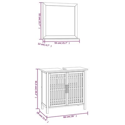 vidaXL Set mobilier de baie, 2 piese, lemn masiv de nuc