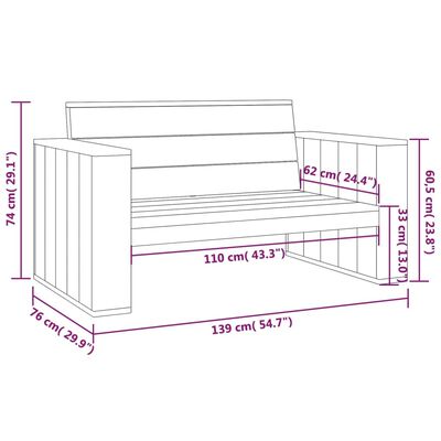 vidaXL Bancă de grădină, 139 cm, lemn de pin tratat