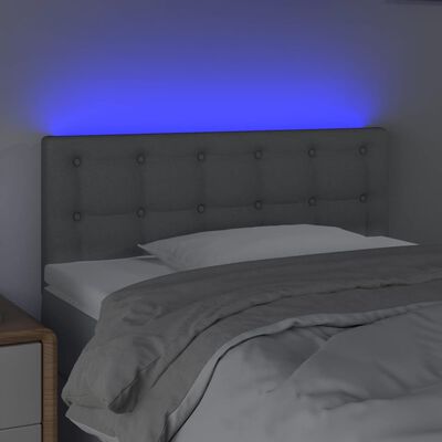 vidaXL Tăblie de pat cu LED, gri deschis, 100x5x78/88 cm, textil