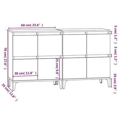 vidaXL Dulapuri, 2 buc, sonoma gri, 60x35x70 cm, lemn prelucrat