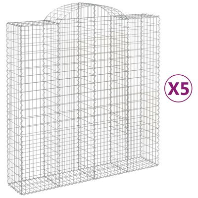 vidaXL Coșuri gabion arcuite, 5 buc 200x50x200/220 cm, fier galvanizat