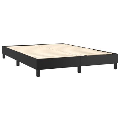 vidaXL Pat box spring cu saltea, negru, 140x190 cm, piele ecologică