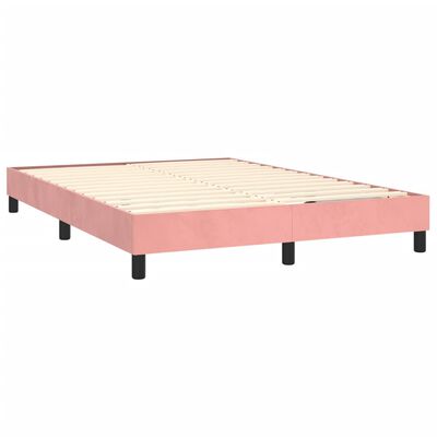 vidaXL Pat box spring cu saltea, roz, 140x200 cm, catifea