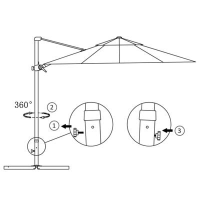 vidaXL Umbrelă suspendată cu stâlp din aluminiu, roșu, 300 cm