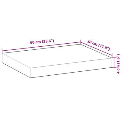 vidaXL Rafturi suspendate 4 buc. 60x30x2 cm lemn masiv acacia netratat