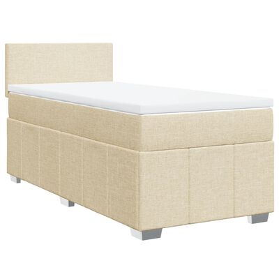 vidaXL Pat box spring cu saltea, crem, 80x200 cm, textil