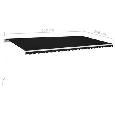 vidaXL Copertină retractabilă manual cu LED, antracit, 600x350 cm