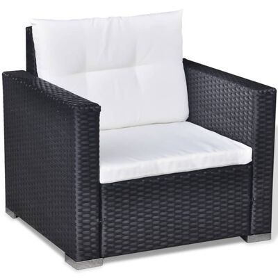 vidaXL Set mobilier de grădină cu perne, 6 piese, negru, poliratan