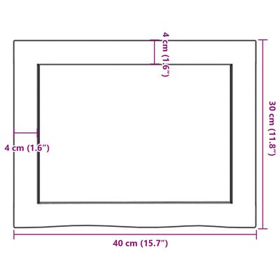 vidaXL Blat de baie, maro închis, 40x30x(2-6) cm, lemn masiv tratat