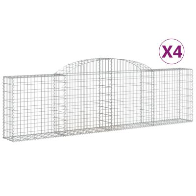 vidaXL Coșuri gabion arcuite 4 buc., 300x30x80/100 cm, fier galvanizat