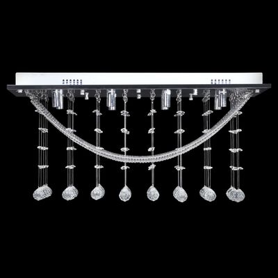 vidaXL Lustră albă cu mărgele de cristal din sticlă 8xG9 29 cm