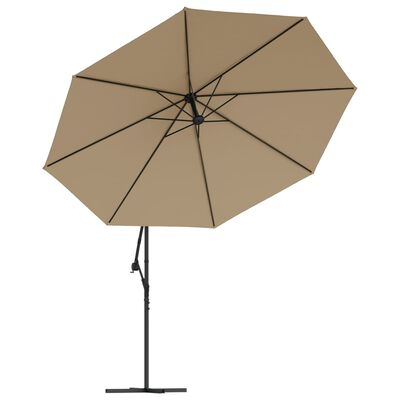 vidaXL Umbrelă suspendată cu stâlp din aluminiu, 350 cm, gri taupe